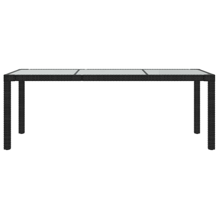 Gartentisch Schwarz 190x90x75 cm Gehärtetes Glas Poly Rattan
