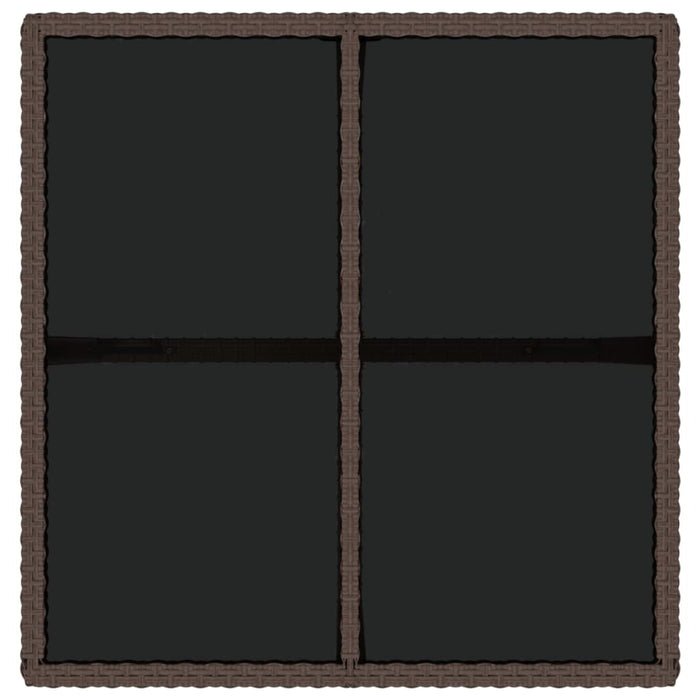 Gartentisch Braun 109x107x74 cm Poly Rattan und Glas