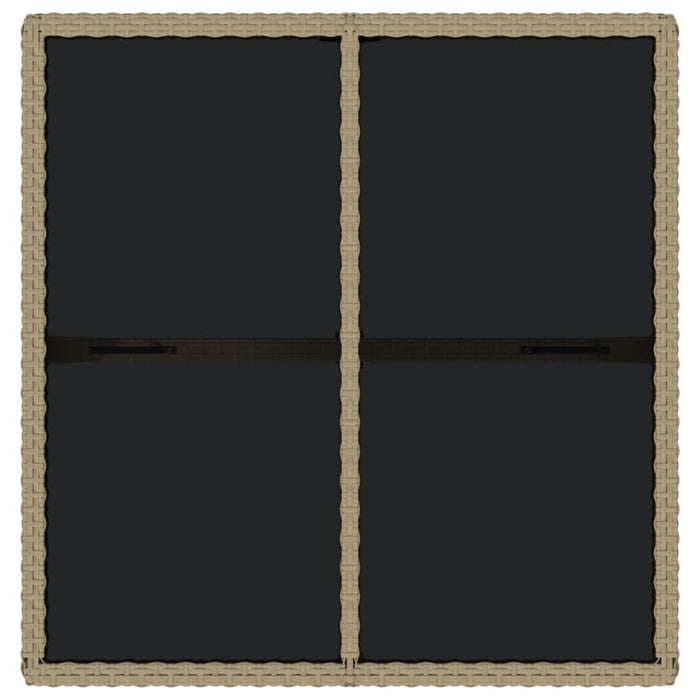 Gartentisch Beige 109x107x74 cm Poly Rattan und Glas