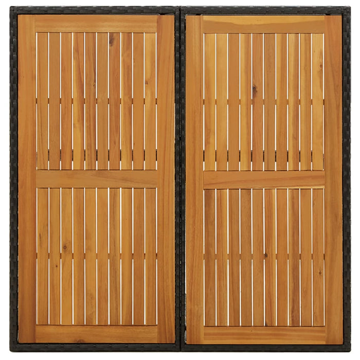 Gartentisch Bochum Schwarz 109x107x74cm Poly Rattan Massivholz Akazie