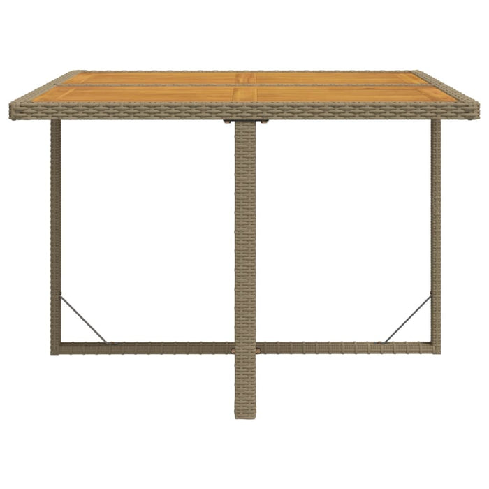 Gartentisch Beige 109x107x74 cm Poly Rattan & Massivholz Akazie
