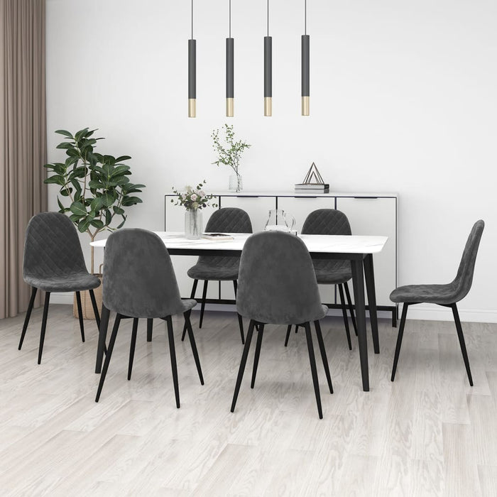 Dining room chairs 6 pcs. Dark gray velvet