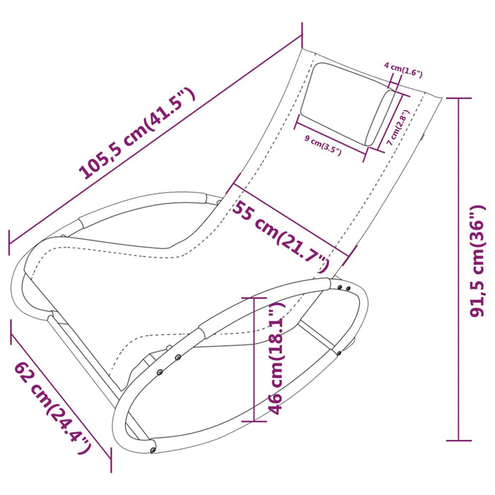 Sonnenliege mit Kissen Stahl und Textilene Schwarz