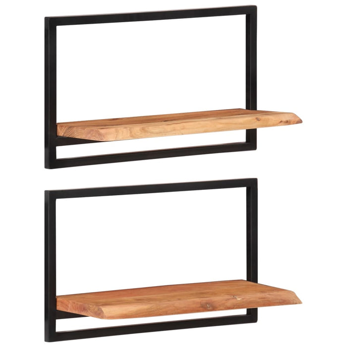 Wall shelves 2 pcs. 60x25x35 cm solid acacia wood and steel