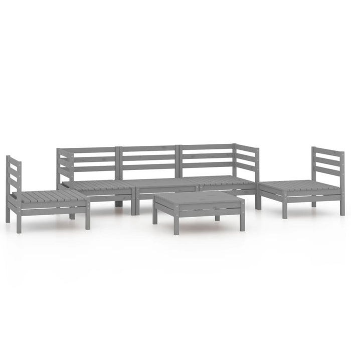 6-tlg. Garten-Lounge-Set Grau Kiefer Massivholz