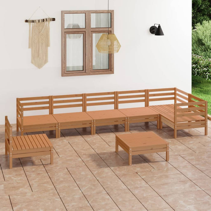 8-tlg. Garten-Lounge-Set Massivholz Kiefer Honigbraun
