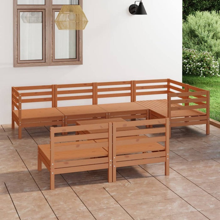 8-tlg. Garten-Lounge-Set Massivholz Kiefer Honigbraun