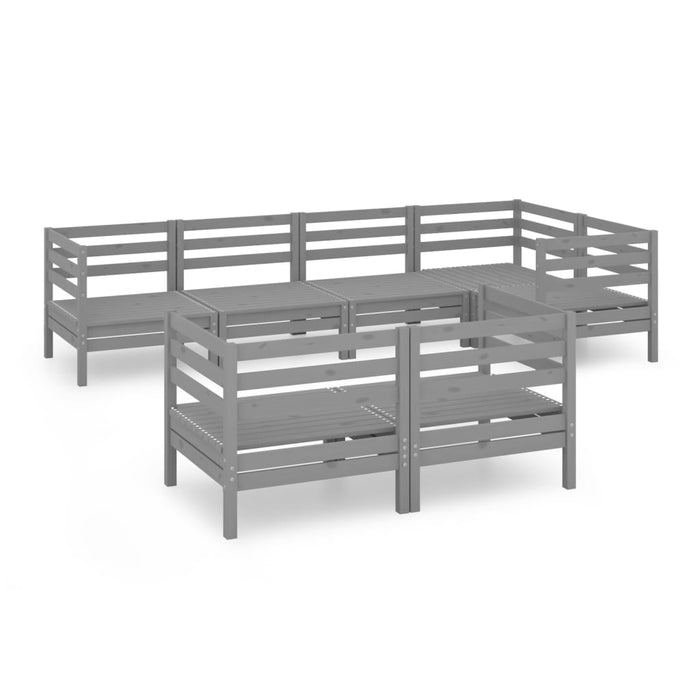 7-tlg. Garten-Lounge-Set Massivholz Kiefer Grau