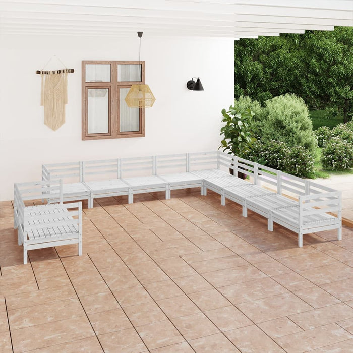 11-tlg. Garten-Lounge-Set Massivholz Kiefer Weiß