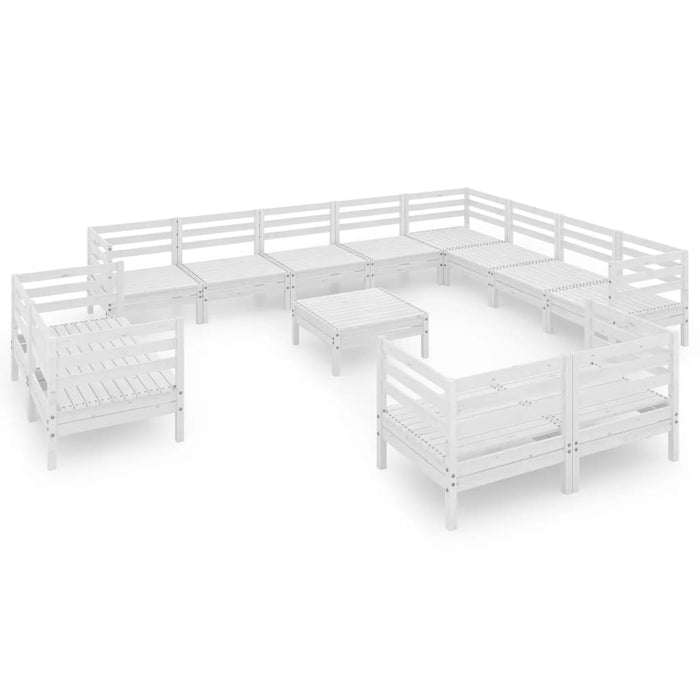 13-tlg. Garten-Lounge-Set Massivholz Kiefer Weiß