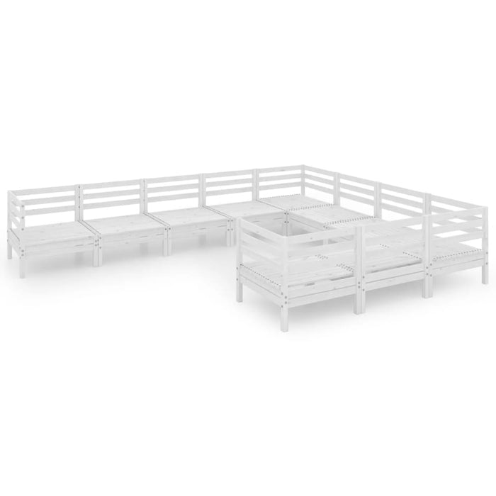 10-tlg. Garten-Lounge-Set Weiß Massivholz Kiefer