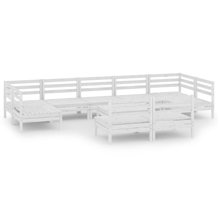 10-tlg. Garten-Lounge-Set Weiß Massivholz Kiefer