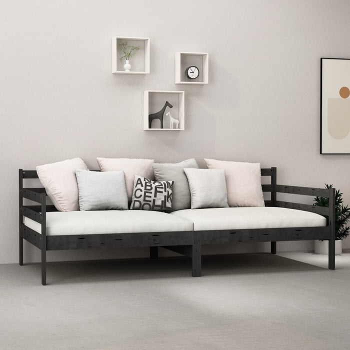 Tagesbett mit Matratze 90x200 cm Schwarz Kiefer Massivholz