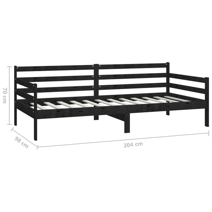 Tagesbett mit Matratze 90x200 cm Schwarz Kiefer Massivholz
