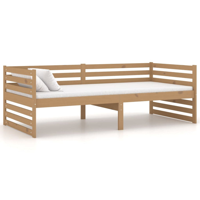 Day bed with mattress 90x200 cm honey brown solid pine wood