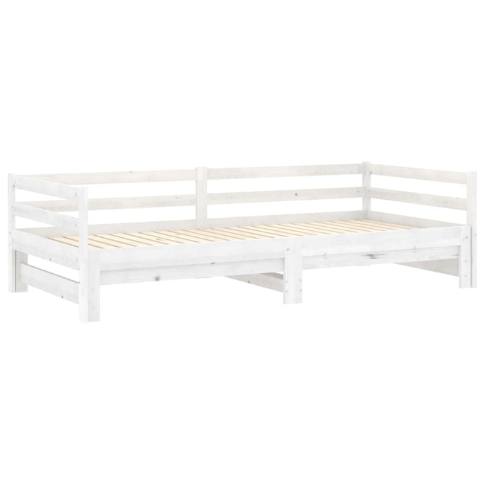 Ausziehbares Tagesbett 2x(90x200) cm Weiß Massivholz Kiefer