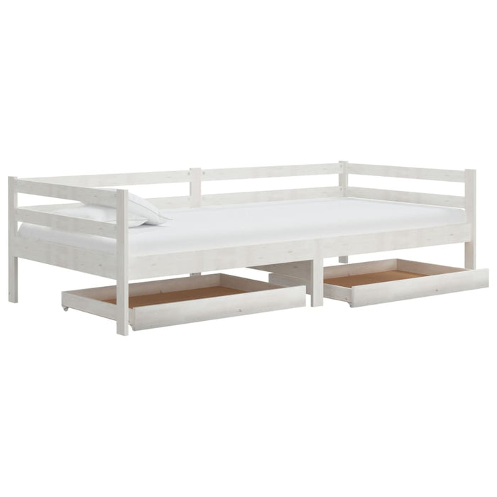 Tagesbett mit Schubladen Weiß 90x200 cm Massives Kiefernholz