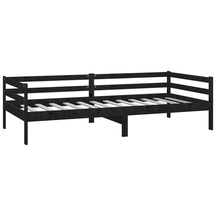 Tagesbett mit Schubladen 90x200 cm Schwarz Massivholz Kiefer