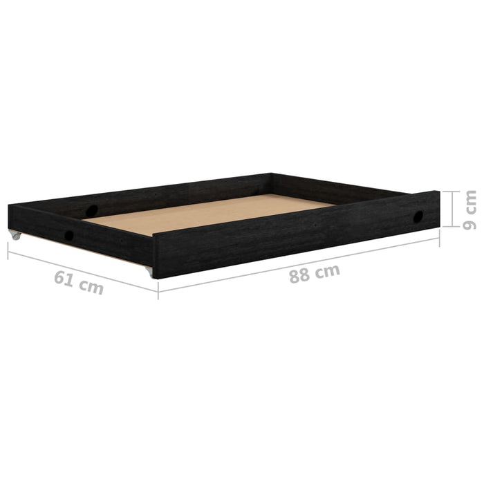 Tagesbett mit Schubladen 90x200 cm Schwarz Massivholz Kiefer