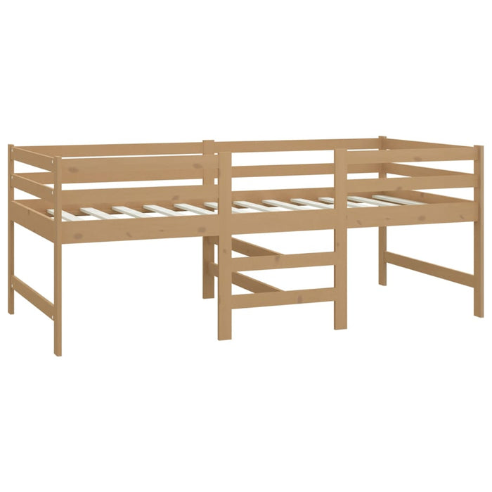 Mittelhohes Bett mit Matratze Honigbraun 90x200 cm Massivholz Kiefer