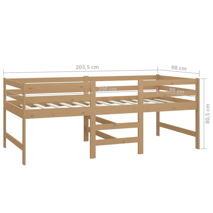 Mittelhohes Bett mit Matratze Honigbraun 90x200 cm Massivholz Kiefer