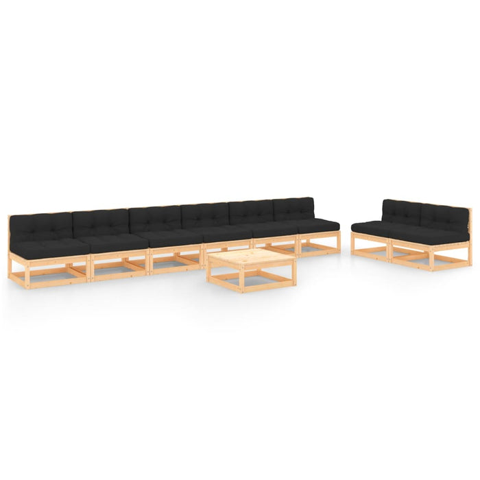 9-tlg. Garten-Lounge-Set mit Kissen Kiefer Massivholz