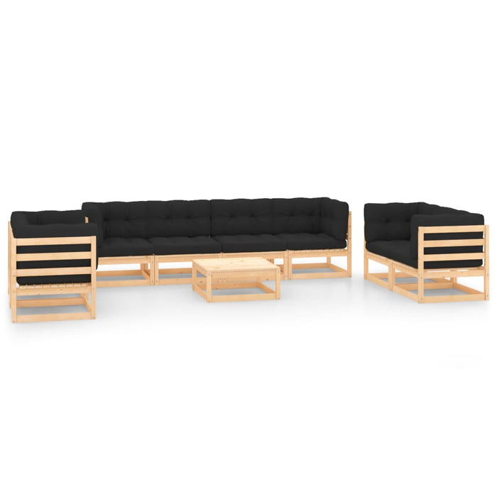 9-tlg. Garten-Lounge-Set mit Kissen Kiefer Massivholz