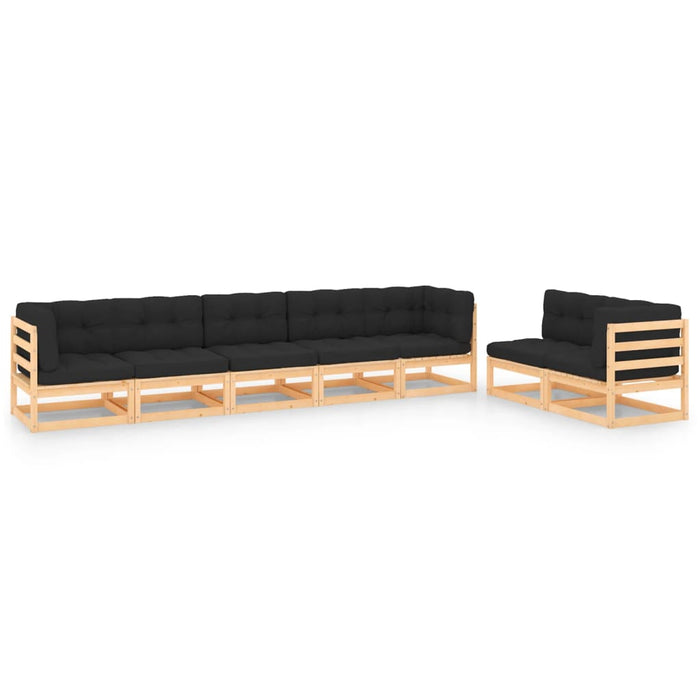 7-tlg. Garten-Lounge-Set mit Kissen Kiefer Massivholz