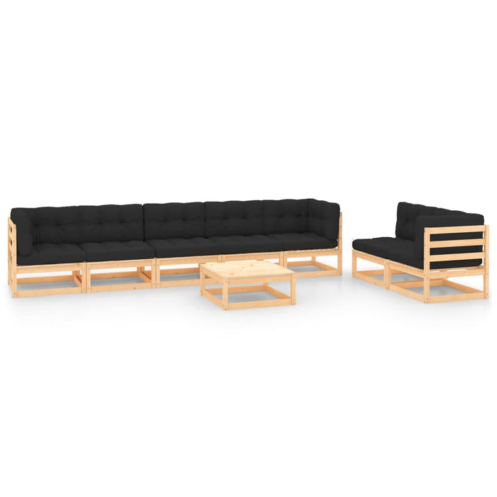 8-tlg. Garten-Lounge-Set mit Kissen Kiefer Massivholz
