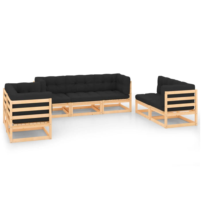 7-tlg. Garten-Lounge-Set mit Kissen Kiefer Massivholz