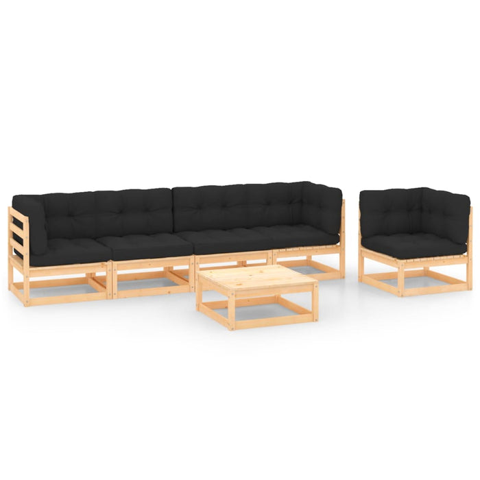 6-tlg. Garten-Lounge-Set mit Kissen Kiefer Massivholz