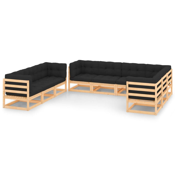 9-tlg. Garten-Lounge-Set mit Kissen Kiefer Massivholz