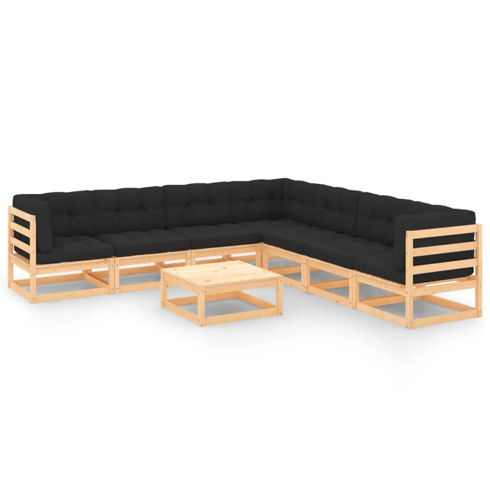 8-tlg. Garten-Lounge-Set mit Kissen Kiefer Massivholz
