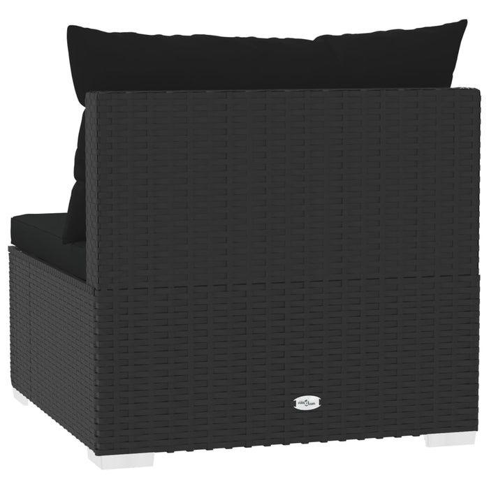 4-Sitzer Sofa mit Kissen Schwarz Poly Rattan