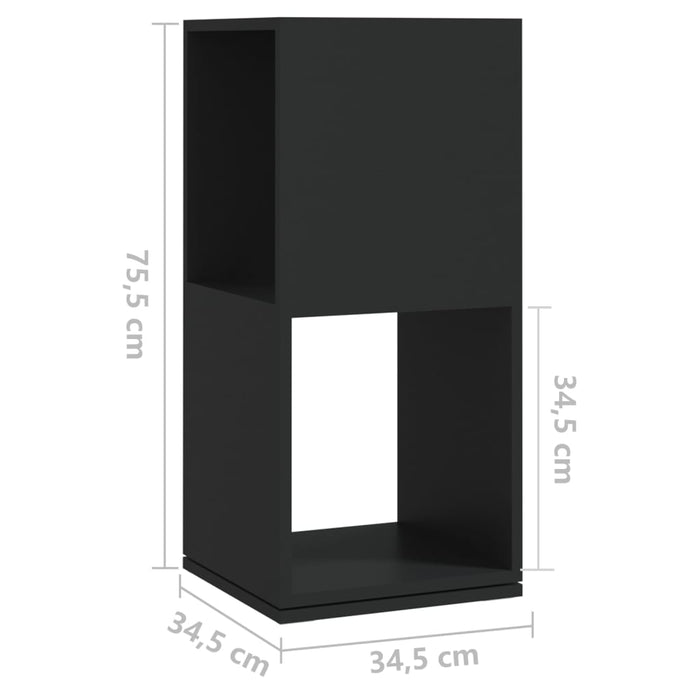 Rotating shelf black 34.5x34.5x75.5 cm made of wood