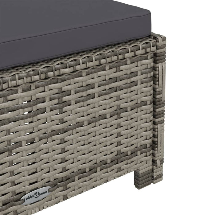 Sonnenliege mit Dunkelgrauer Auflage Poly Rattan Grau