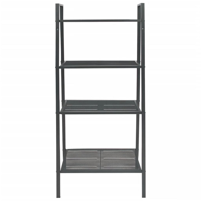 Ladder-shaped bookcase with 4 compartments in anthracite metal