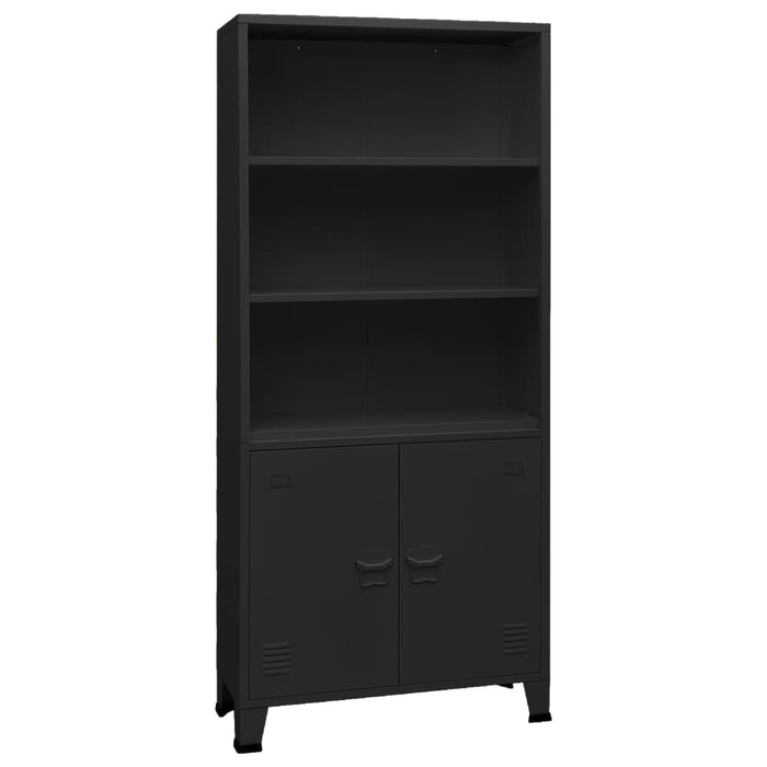 Industrial Style Bookcase Black 80x32x180 cm Steel