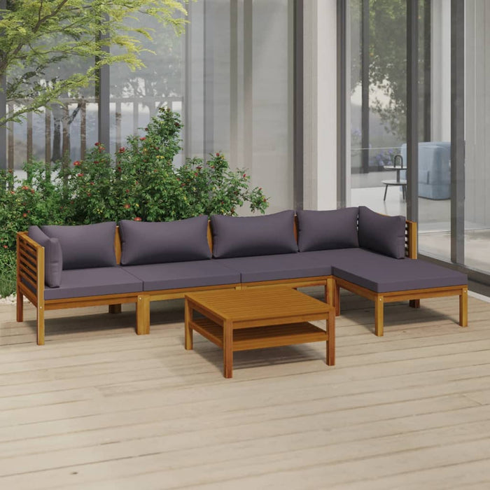 6 pcs. Garden lounge set with solid acacia wood cushion