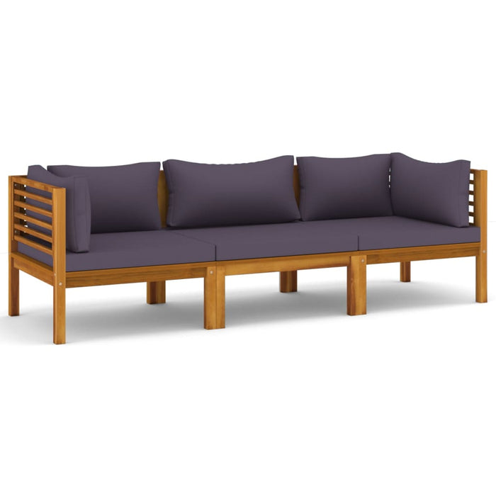 3-Sitzer-Gartensofa mit Auflage Akazie Massivholz