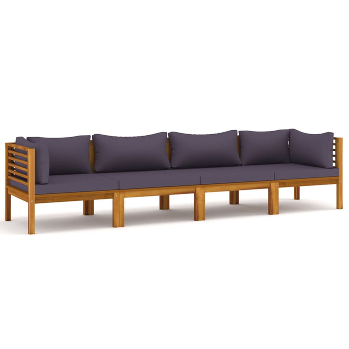 4-Sitzer-Gartensofa mit Kissen Massivholz Akazie