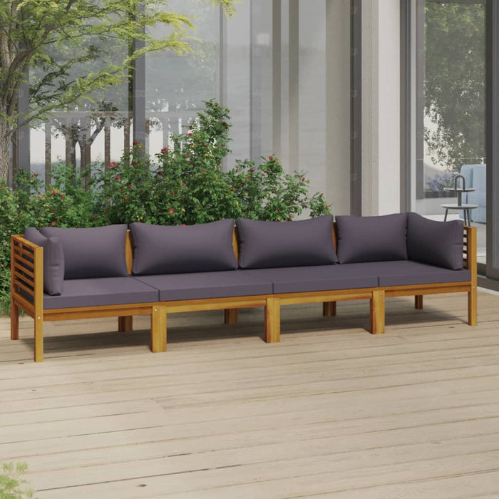 4-Sitzer-Gartensofa mit Kissen Massivholz Akazie