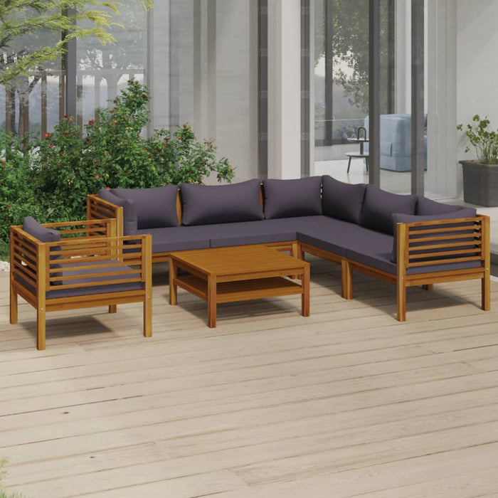 7-tlg. Garten-Lounge-Set mit Auflage Massivholz Akazie