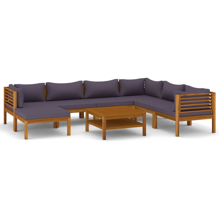 8-tlg. Garten-Lounge-Set mit Auflage Massivholz Akazie