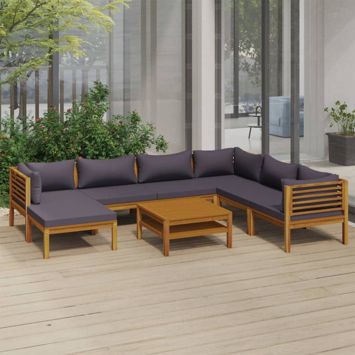 8-tlg. Garten-Lounge-Set mit Auflage Massivholz Akazie