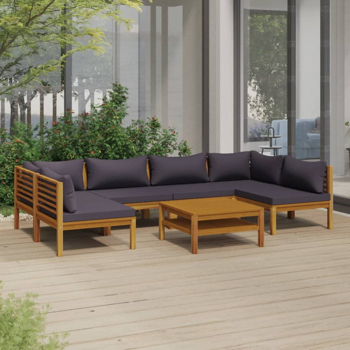 7-tlg. Garten-Lounge-Set mit Auflage Massivholz Akazie