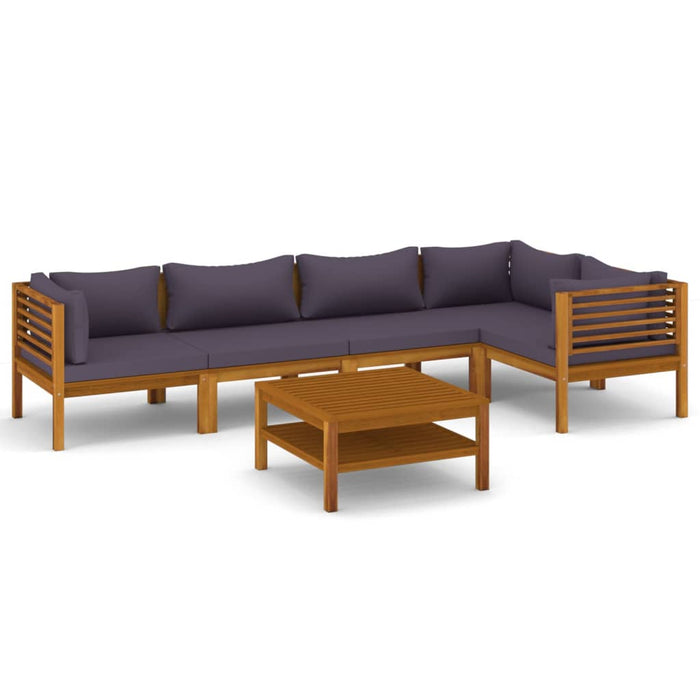 6-tlg. Garten-Lounge-Set mit Auflage Massivholz Akazie