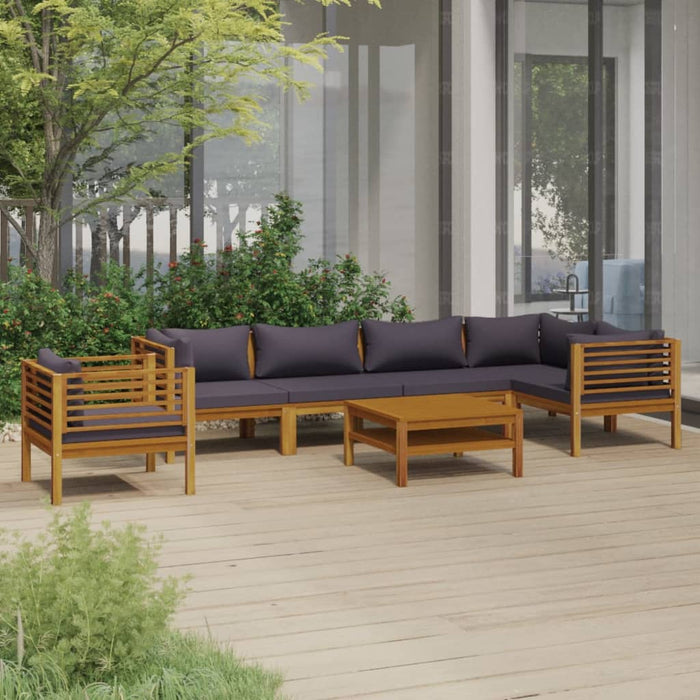 7-tlg. Garten-Lounge-Set mit Auflage Massivholz Akazie