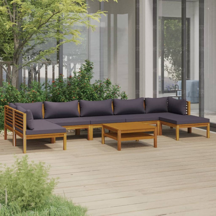 8-tlg. Garten-Lounge-Set mit Auflage Massivholz Akazie