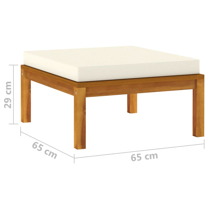 3-tlg. Garten-Lounge-Set mit Creme Kissen Massivholz Akazie